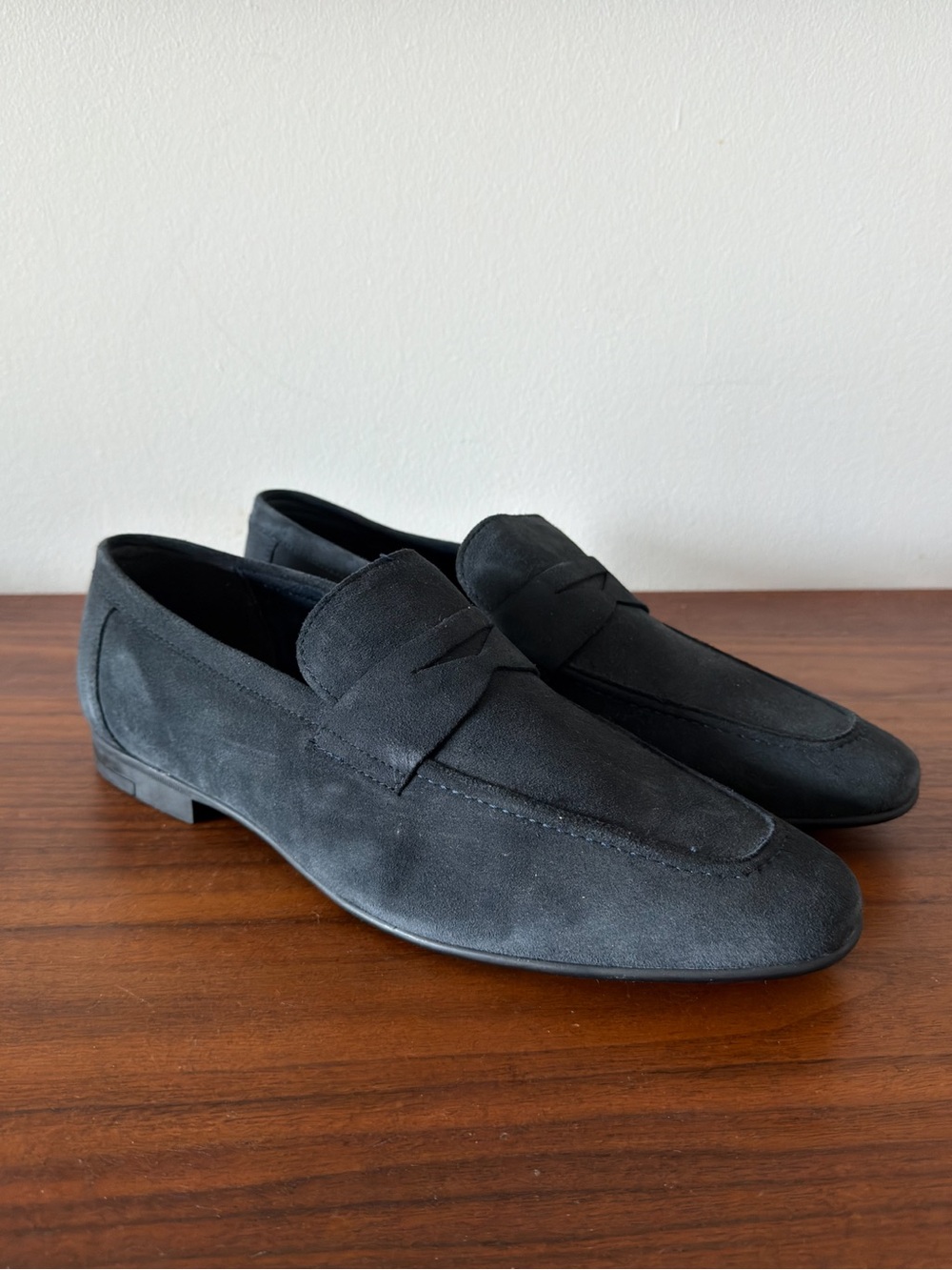 ALDO Men’s Size 12 Penny Loafers Navy Blue Suede Slip On Dress Shoes Casual